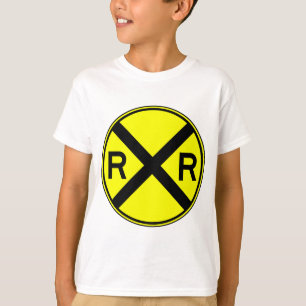 T-shirt Train d'avertissement de plaque de rue de