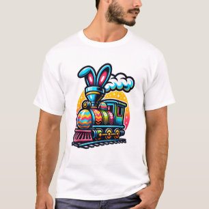 T-shirt Train de lapin Chemin de fer Œuf de Pâques Enfants