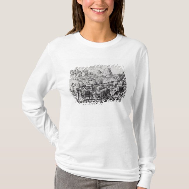 T-shirt Train de paquet des lamas chargés avec de l'argent (Devant)