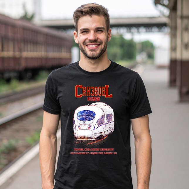 T-shirt Train électrique à grande vitesse CRH380BL (High-Speed CRH380BL China Railway Electric Train. Mens Basic T-Shirt)