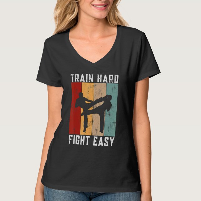 T-shirt Train Hard Fight Easy Kickboxing (Devant)