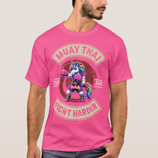 T-shirt Train Hard Fight Harder - Muay Thai Unicorn (Devant)