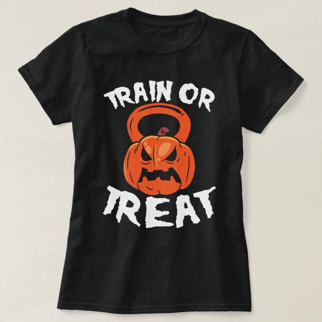 T-shirt Train ou traitement Halloween Kettlebell Poids de  (Design devant)