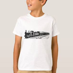 T-shirt Train vintage - noir