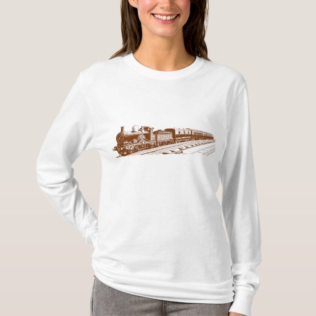 T-shirt Train vintage - Noyer (Devant)