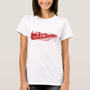 T-shirt Train vintage - rubis