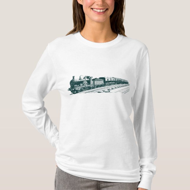 T-shirt Train vintage - Vert foncé (Devant)