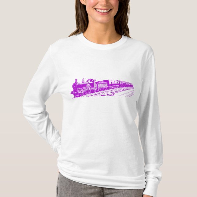 T-shirt Train vintage - Violet (Devant)