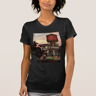 T-shirt Train Yard Flower Garden par Stevan Dohanos