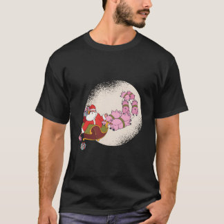 T-shirt Traîneau du Père Noël avec des cochons volants et