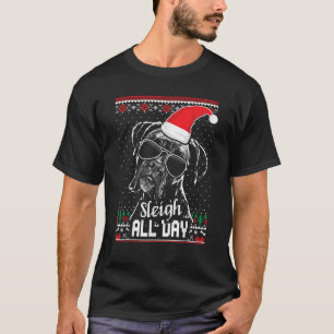 T-shirt Traîneau tout le jour Drôle Boxer Chien Noël pour