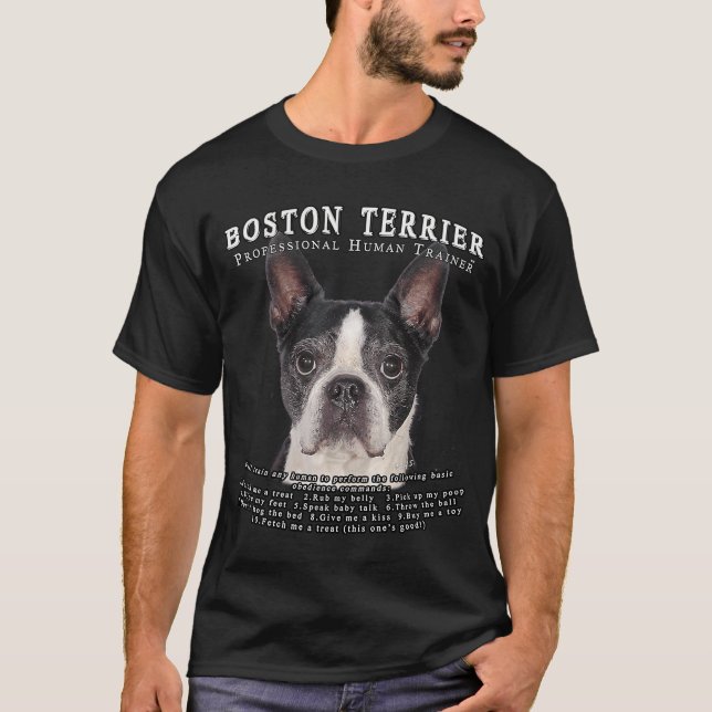 T-shirt Trainer humain propriétaire de Boston Terrier (Devant)