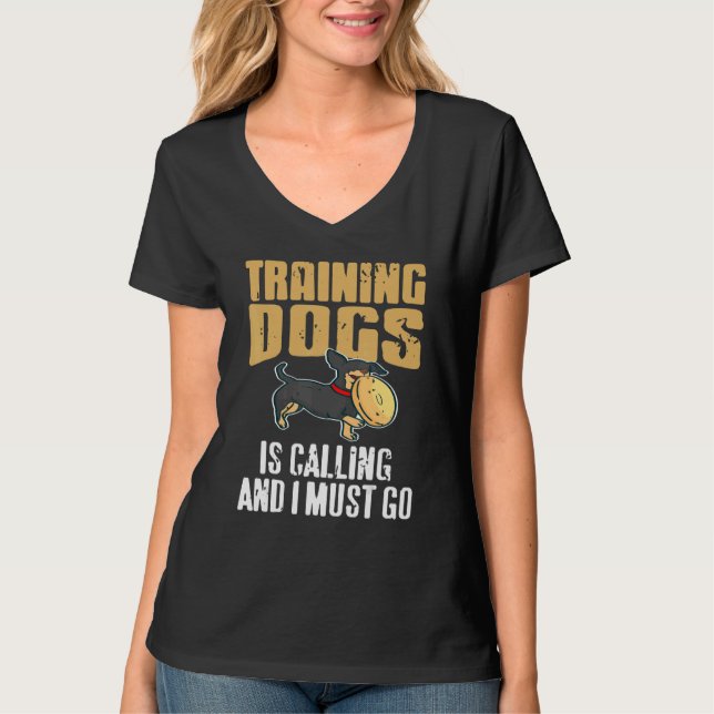 T-shirt Training Dogs Is Calling & I Must Go Retro   Prese (Devant)