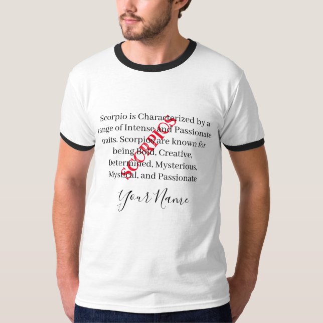 T-shirt Traits de scorpies et signe zodiaque (Devant)