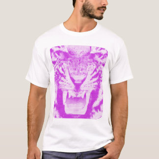 T-shirt Traits horizontaux de tigre pourpre fâché