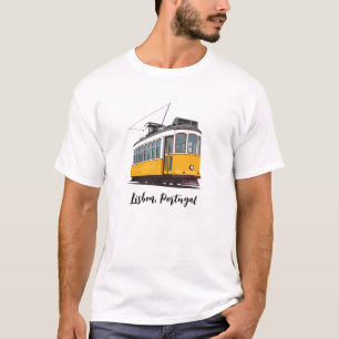 T-shirt Tramway Lisbonne Portugal Jaune