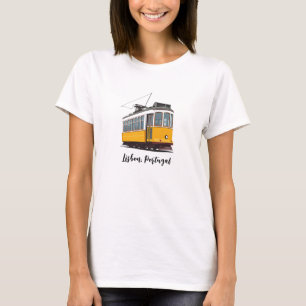 T-shirt Tramway Lisbonne Portugal Jaune