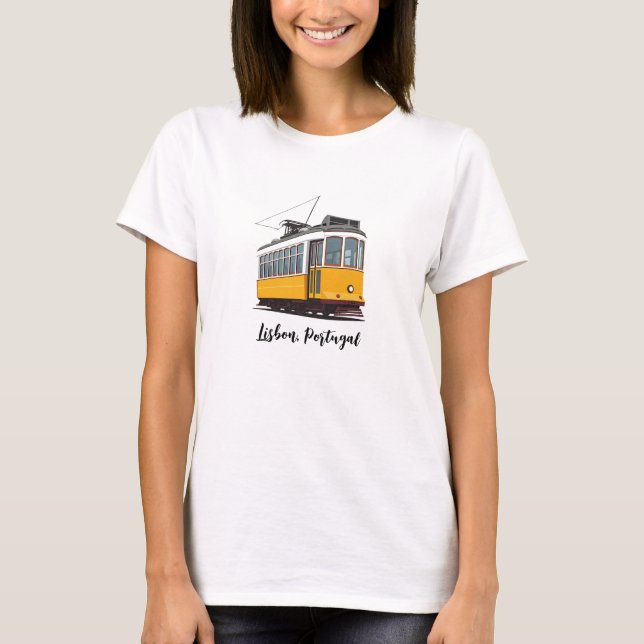 T-shirt Tramway Lisbonne Portugal Jaune (Devant)