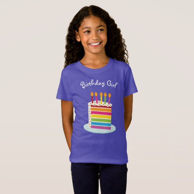 T-Shirt Tranche de gâteau d'anniversaire de l'arc-en-ciel (Devant entier)