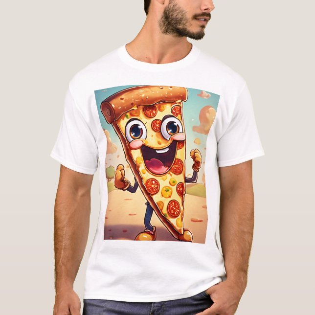 T-shirt tranche de pizza animée CARTOON STYLE (Devant)