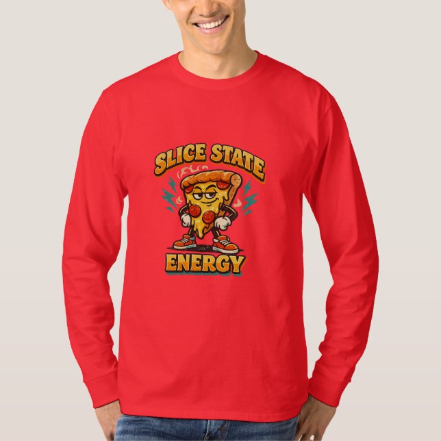 T-shirt Tranche d'énergie rétro pour amateur de pizza drôl (Devant)