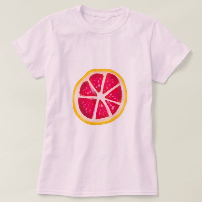 T-shirt Tranche jaune de pamplemousse d'agrume de roses (Design devant)