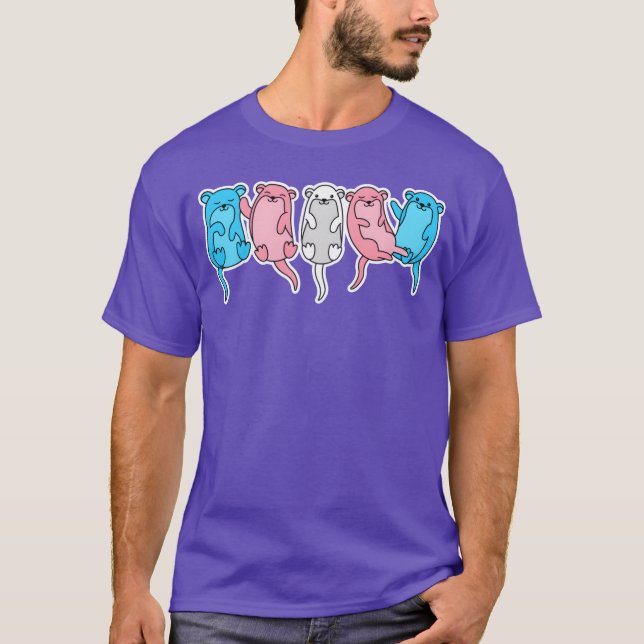 T-shirt Trans Flag Otter Design for proudrans People retro (Devant)
