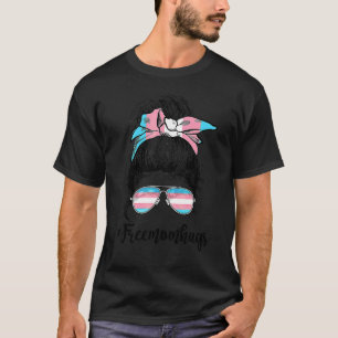 T-shirt Trans Free Hug Moms Messy Bun Transgender Rainbow