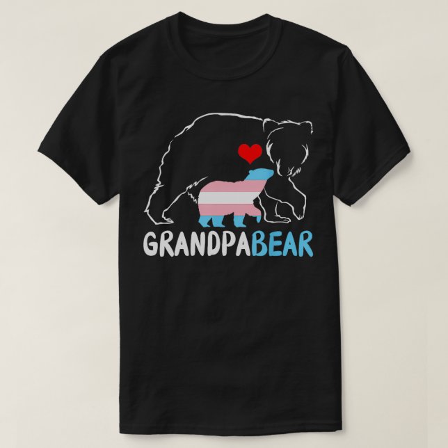 T-shirt Trans grand-père ours fière papa transgenre arc-en (Design devant)