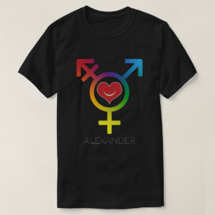 T-shirt Transgenre Arc-en-ciel Coeur souriant gay gay Pers
