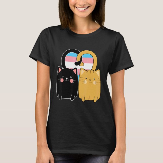 T-shirt Transgenre Pride Drapeau Chats Coeur LGBT Trans (Devant)