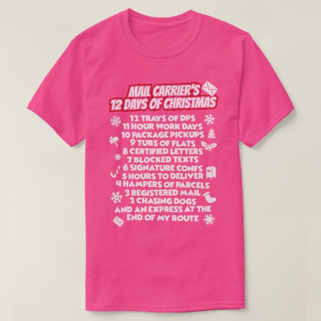 T-shirt Transporteurs de courrier 12 jours Noël (Design devant)