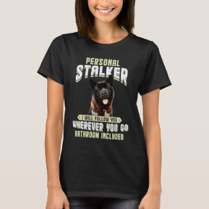 T-shirt Traqueur personnel Akita je vous suivrai partout