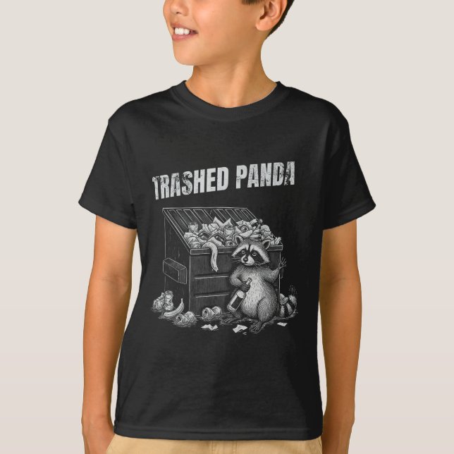 T-shirt Trashed Panda Funny Drunk Racoon Cool Animals Grap (Devant)