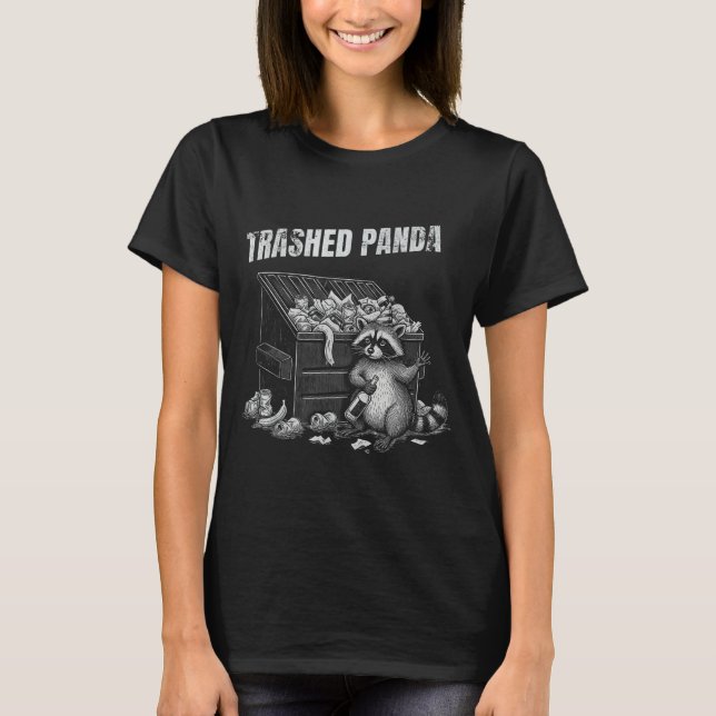 T-shirt Trashed Panda Funny Drunk Racoon Cool Animals Grap (Devant)