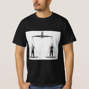 T-shirt Travail vintage contre gestion, échelles de justic