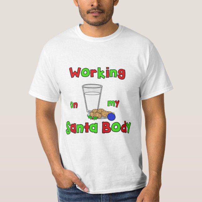 T-shirt Travailler à mon corps de Père Noël (Devant)