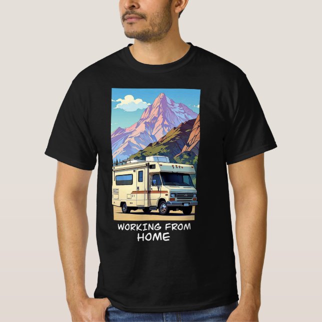 T-shirt Travailler depuis chez soi en plein air aventure R (Devant)
