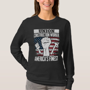 T-shirt Travailleur de la construction syndical Drapeau am