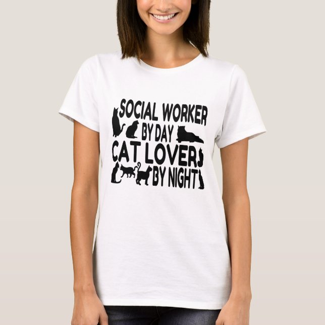T-shirt Travailleur social Amoureux des chats (Devant)