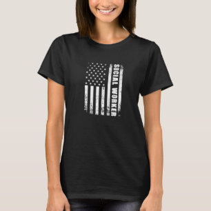 T-shirt Travailleur Social Avec Drapeau Américain Usa Patr