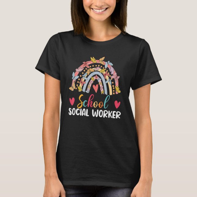 T-shirt Travailleur social Boho Rainbow Leopard Motif (Devant)