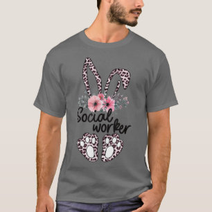 T-shirt Travailleur Social Floral Bunny Pâques Travailleur