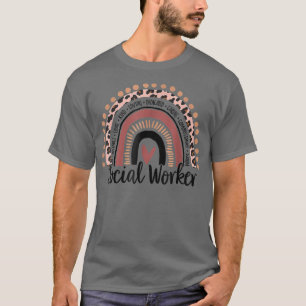 T-shirt Travailleur social Leopard Arc-en-ciel Travail soc