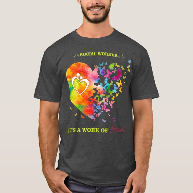 T-shirt Travailleur social Travail du coeur Don d'un trava (Devant)