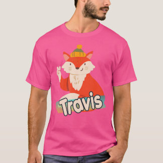 T-shirt Travis Cute Nom Du Garçon Avec Renard Cool