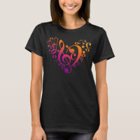 Treble Bass Clef Notes musicales Coeur coloré