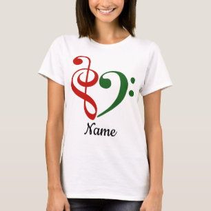 T-shirt Treble Clef Bass Clef Heart Holiday Customisé
