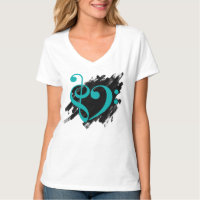 Treble et Bass Clef Musical Coeur Turquoise