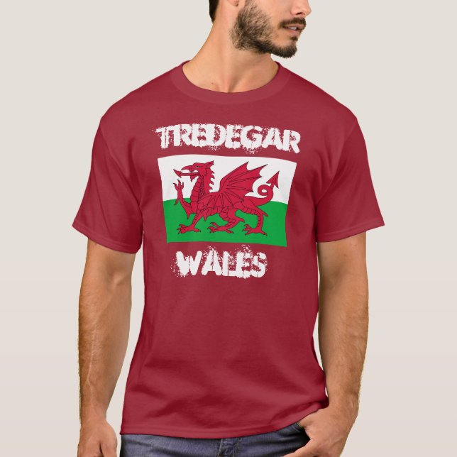 T-shirt Tredegar, Pays de Galles avec le drapeau de (Devant)